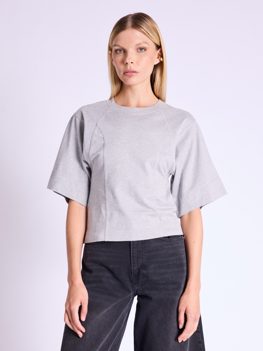 ELSA T-shirt | Slim-fit grey T-shirt with short kimono sleeves