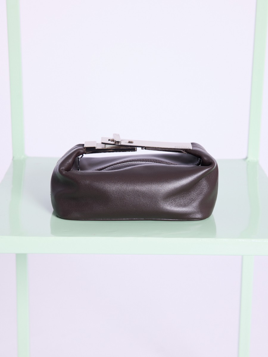 OPOUPY bag | Small leather bag with brown metal handle