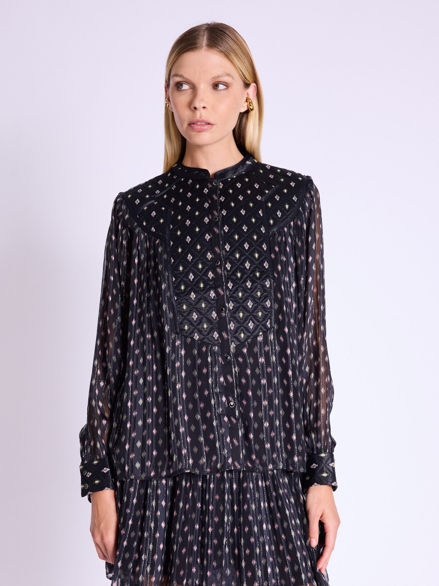 CONNI shirt | Shoulder pad shirt with patterns