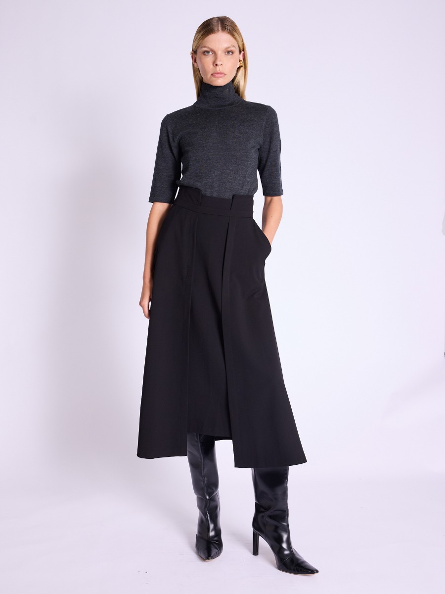 JAKIE skirt | Plain black mid-length skirt