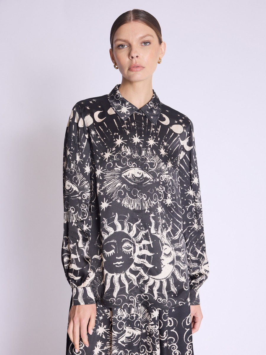 CALIA shirt | Black astral print shirt