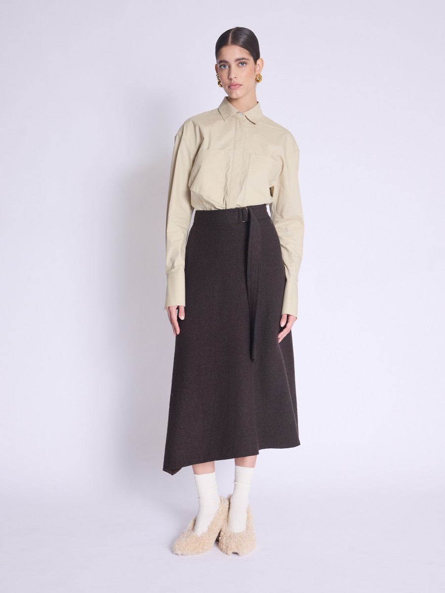 Skirt JANKA | Trapeze midi skirt with belt