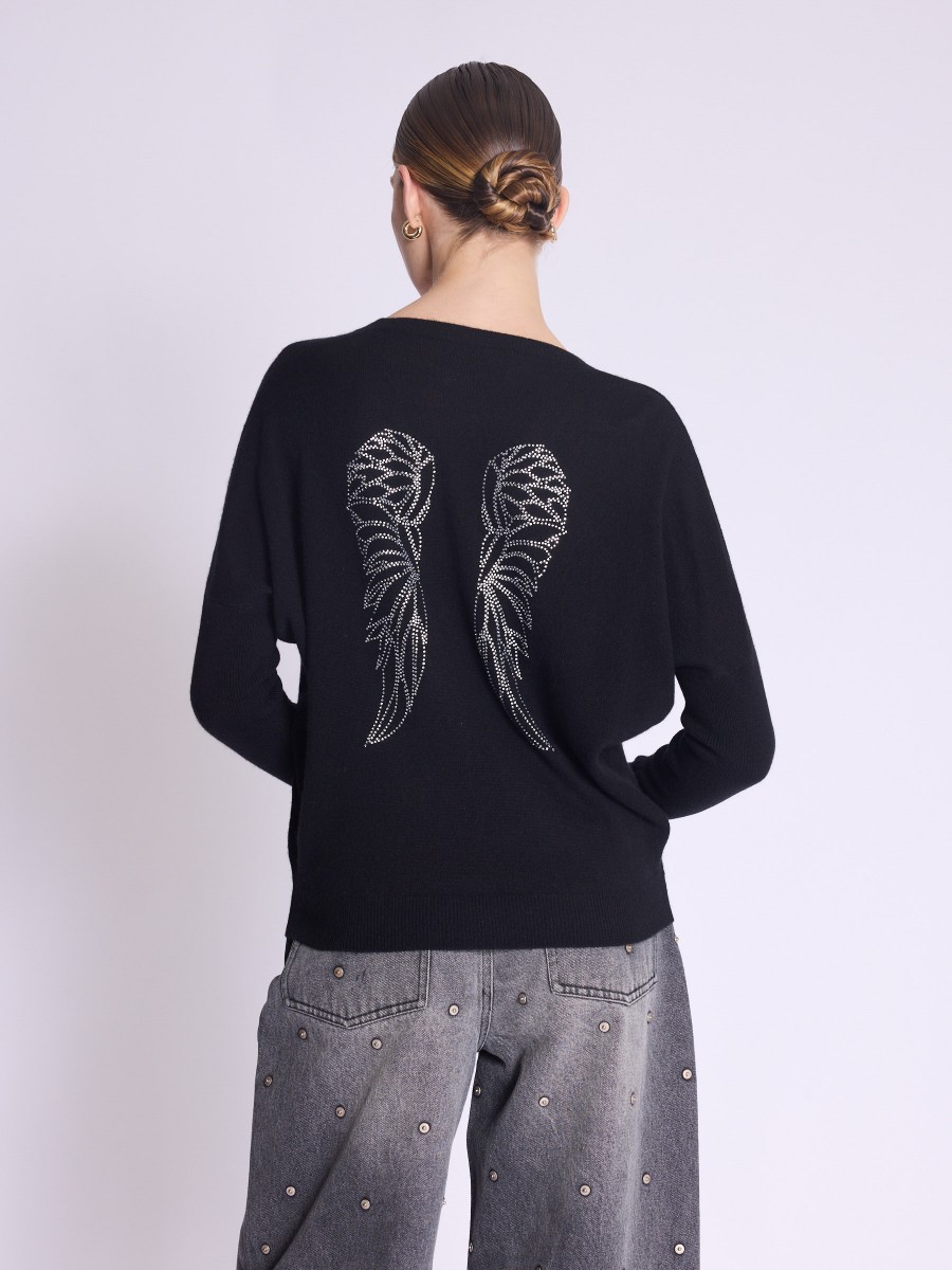 AUROLAT Sweater| V-Neck Sweater with Wings Pattern on the Back