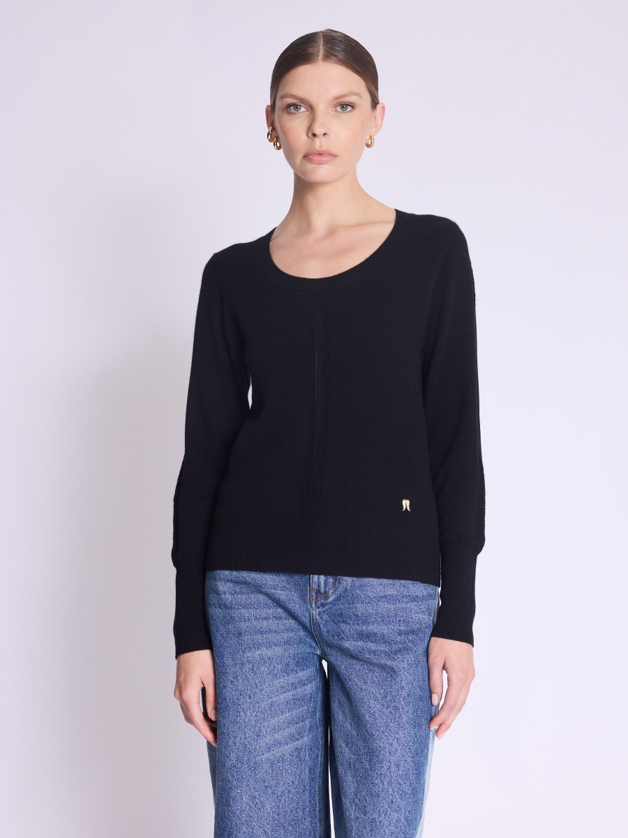 AMYLIGHT sweater | Black cashmere round-neck sweater