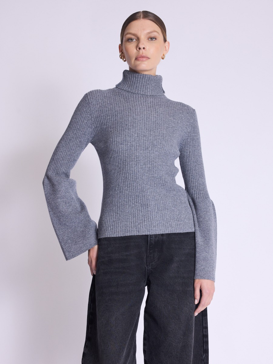 ALFA sweater | Mid-length sweater with turtleneck and gray sleeve...