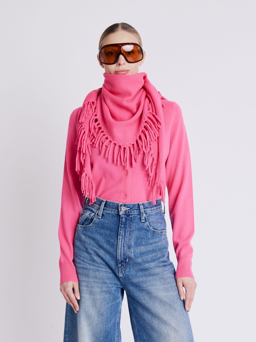 OFRINGES Scarf | Pink Wool and Cashmere Fringed Scarf