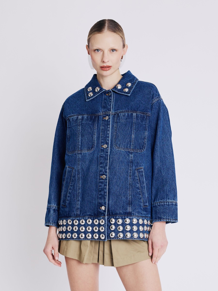 VERONICA jacket | Jacket in raw denim with studs