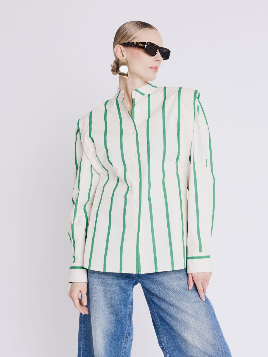 Shirt COOPER | Structured shirt with green stripes