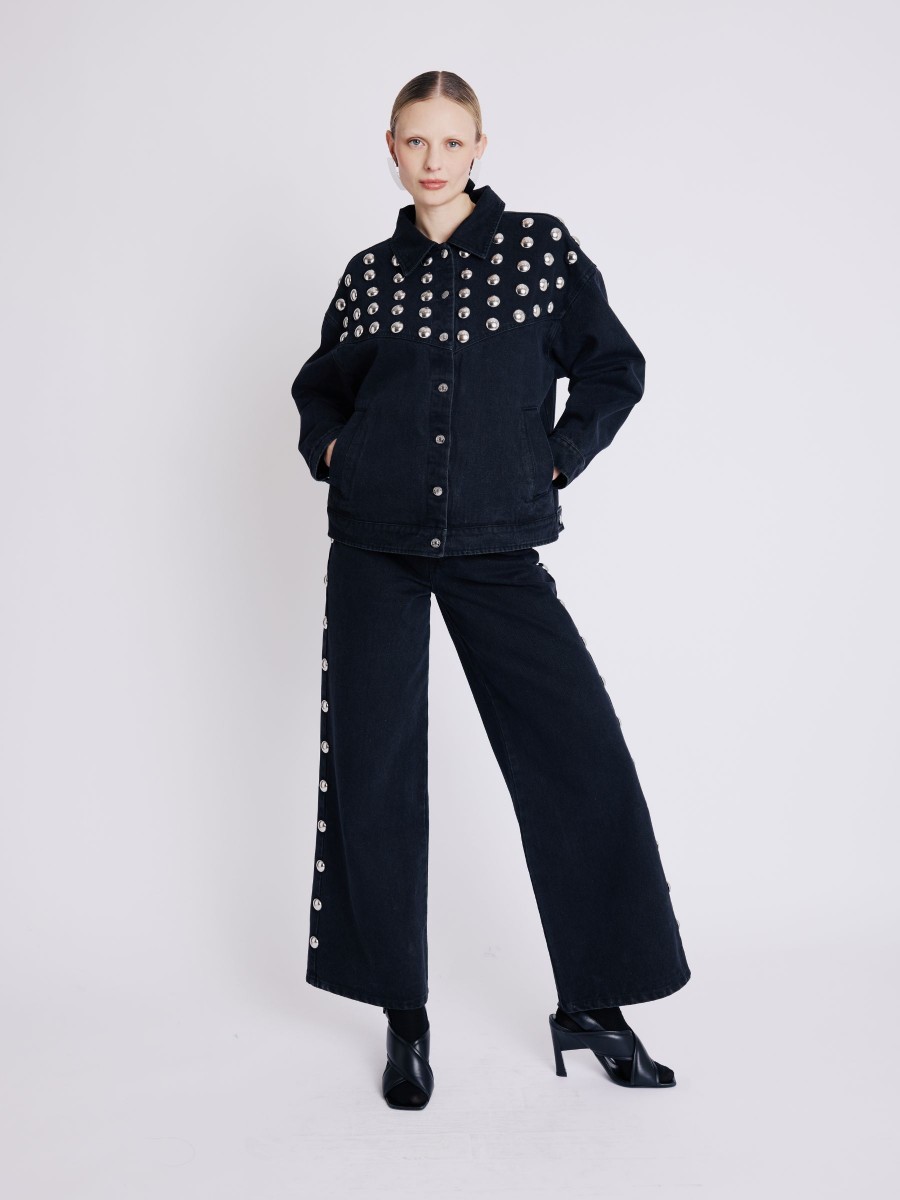 MEMPHIS jeans | Wide black jeans with studs