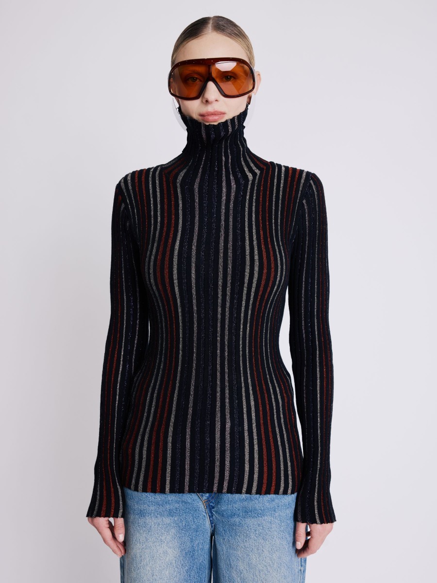 AGLITTER sweater | Lurex turtleneck sweater with colorful stripes