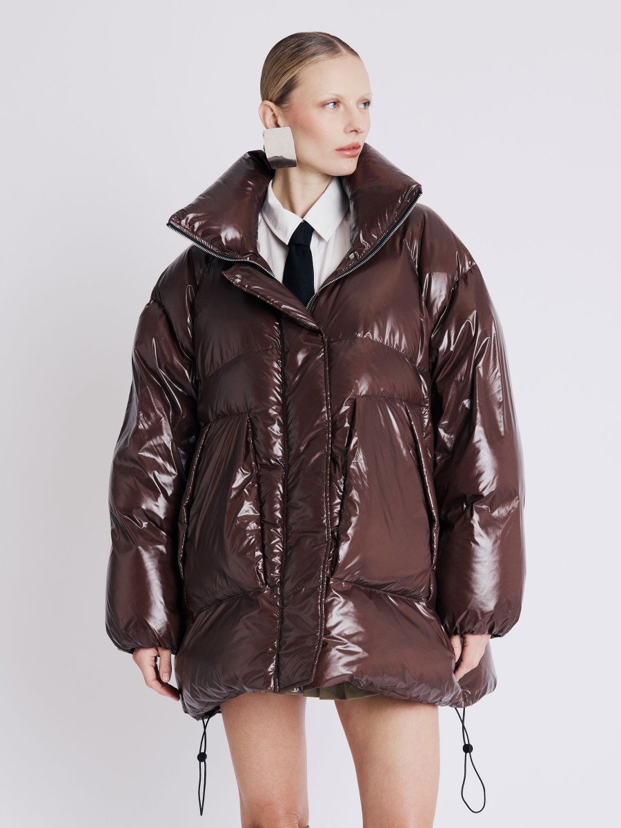 Doudoune MORGANE | Brown oversized quilted jacket