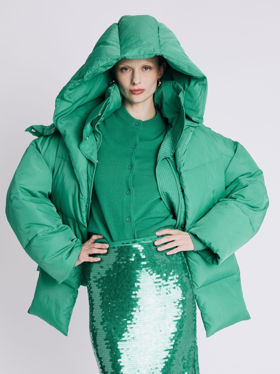 MOUMOUME down jacket | Green quilted down jacket with hood