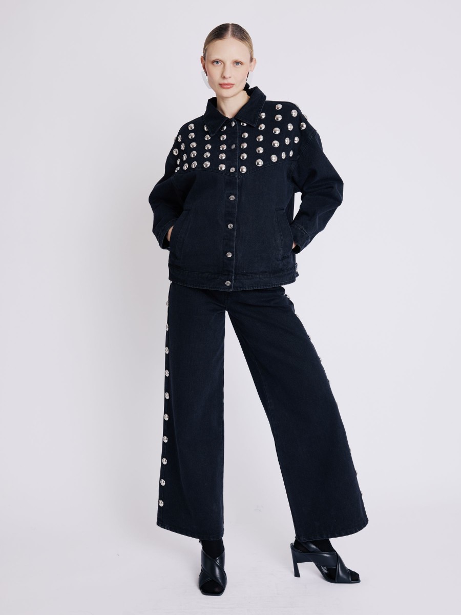 MEMPHIS jeans | Wide black jeans with studs