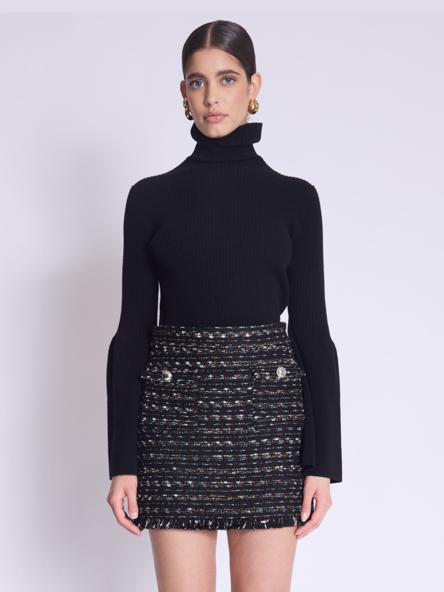 JIBIA skirt | Short black skirt with fringes