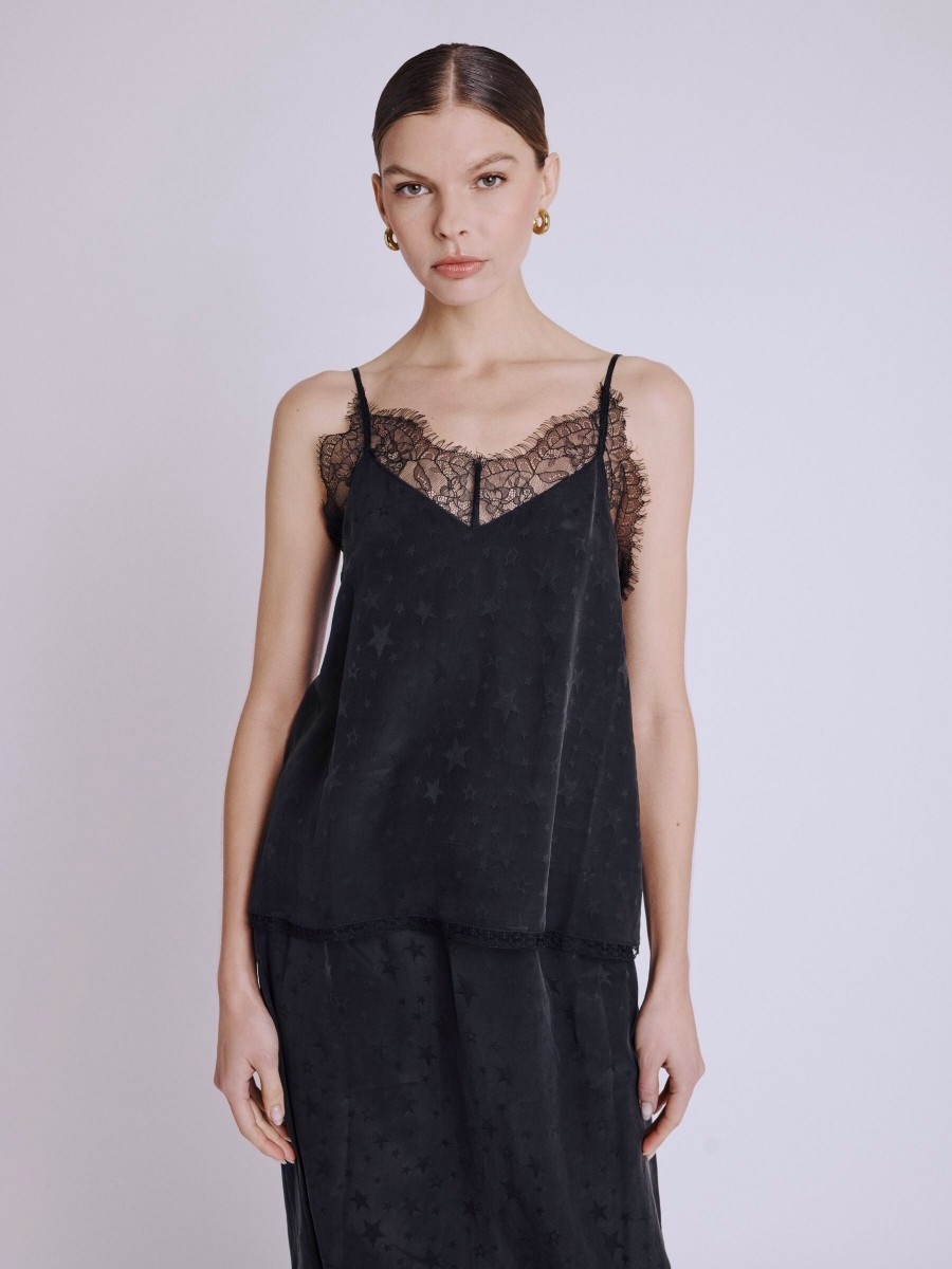 Top TAYLORSTARS |  Strap top with lace and black star patterns