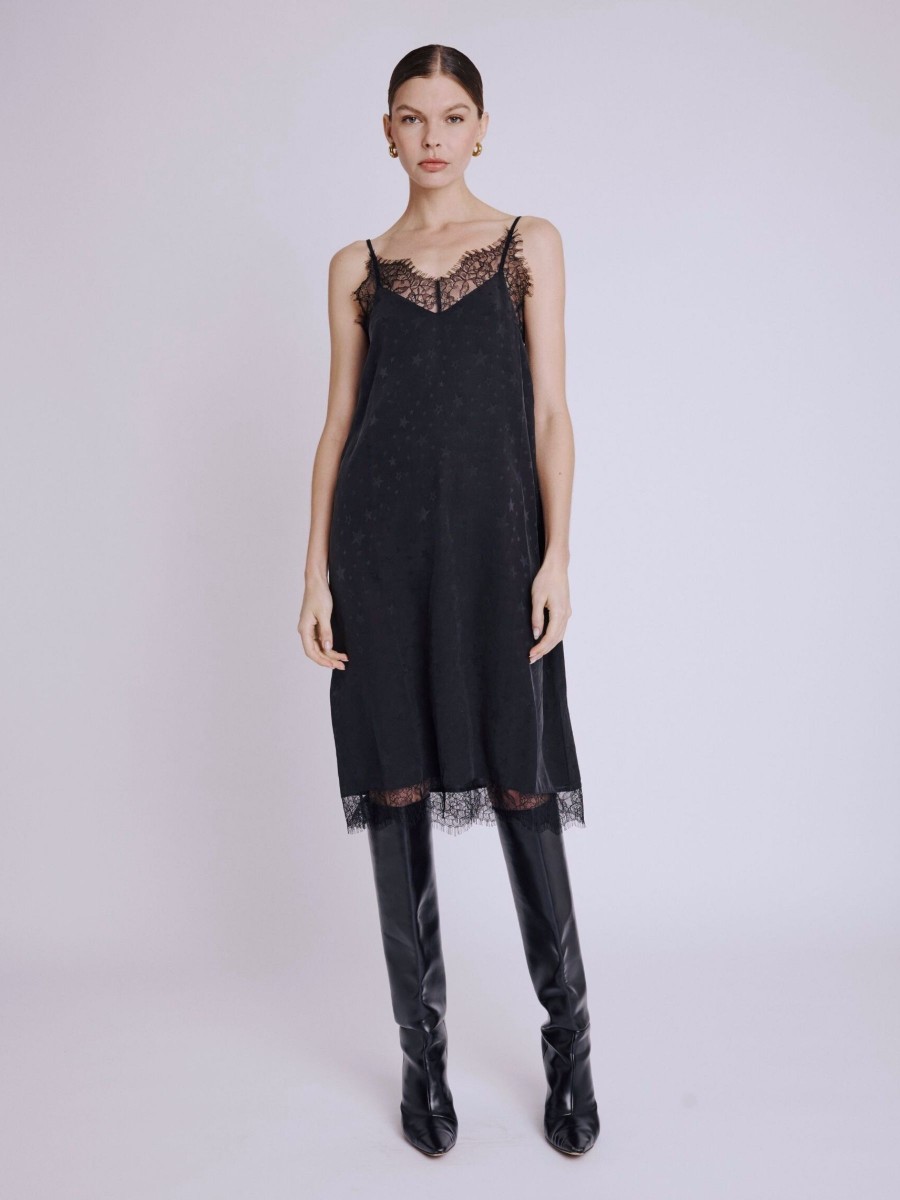 RAYLORA dress | Strap dress with lace and black star patterns