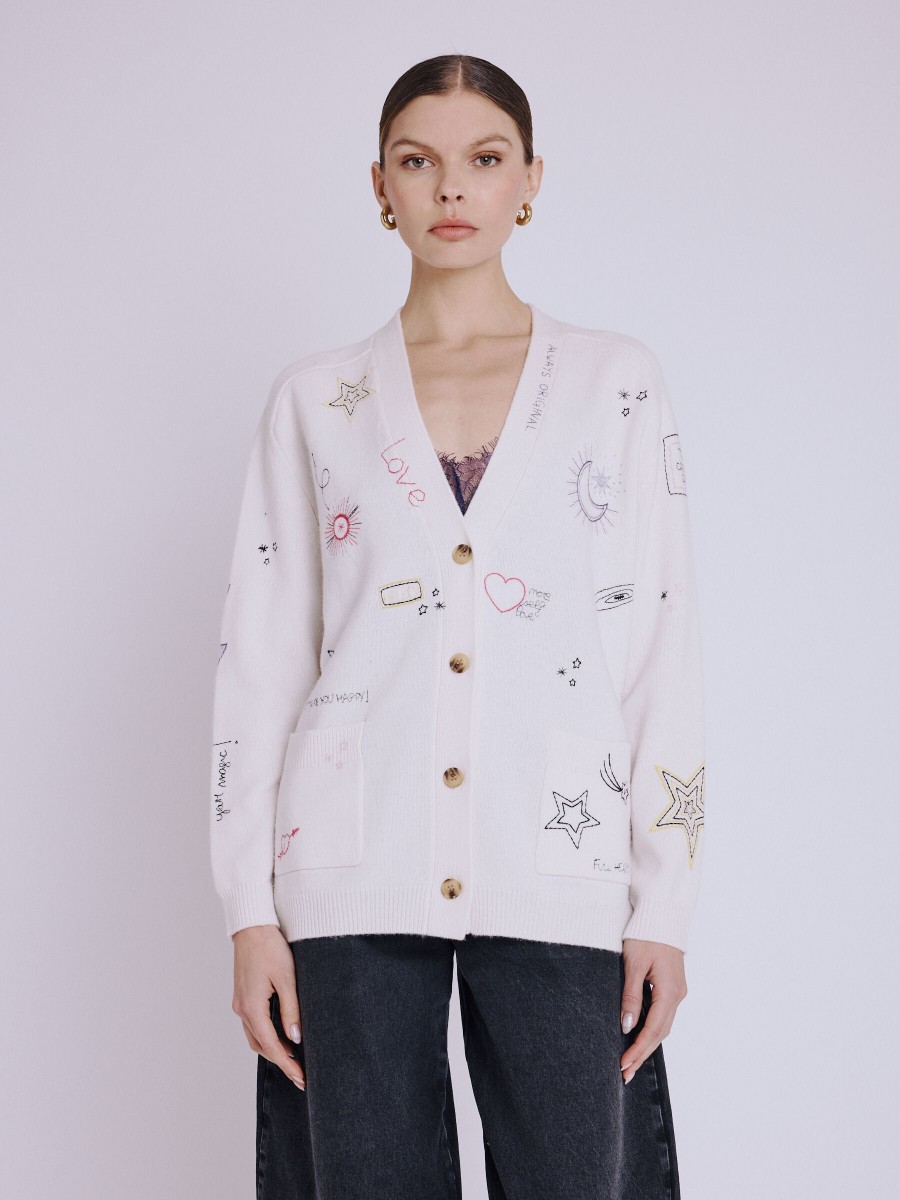 GIULIO Cardigan | V-neck cardigan with long sleeves and embroideries