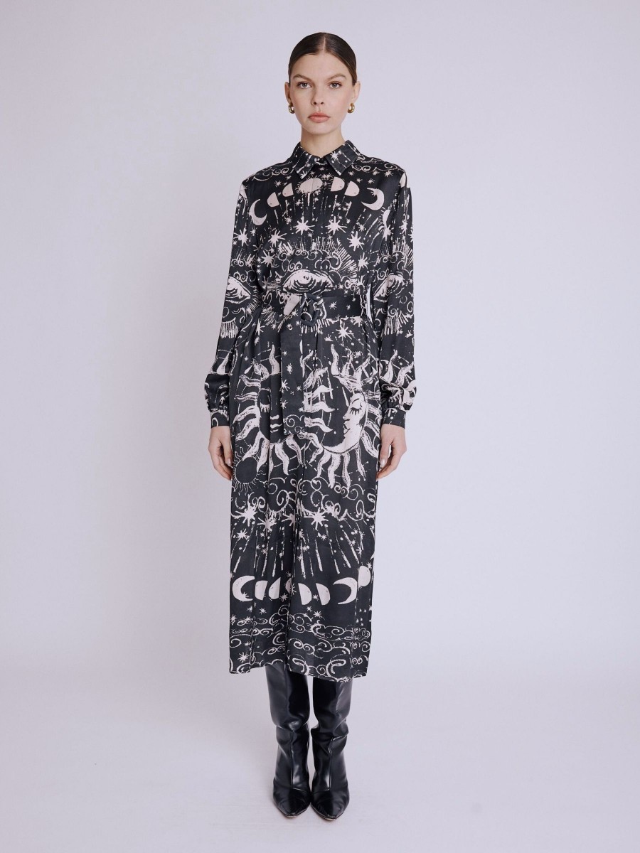 RELANA dress | Black astral print maxi dress