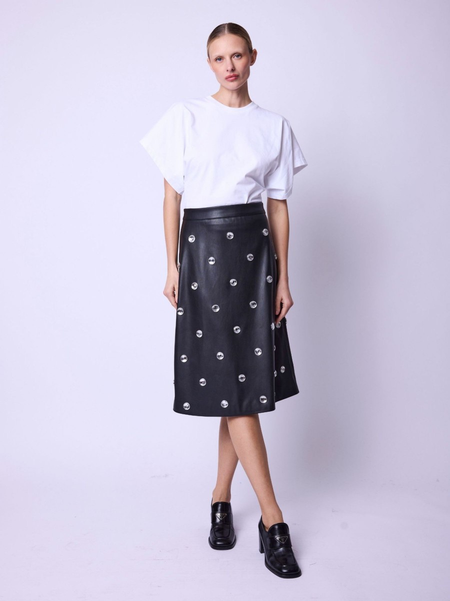 JONATA ​​skirt | Black mid-length skirt with back closure