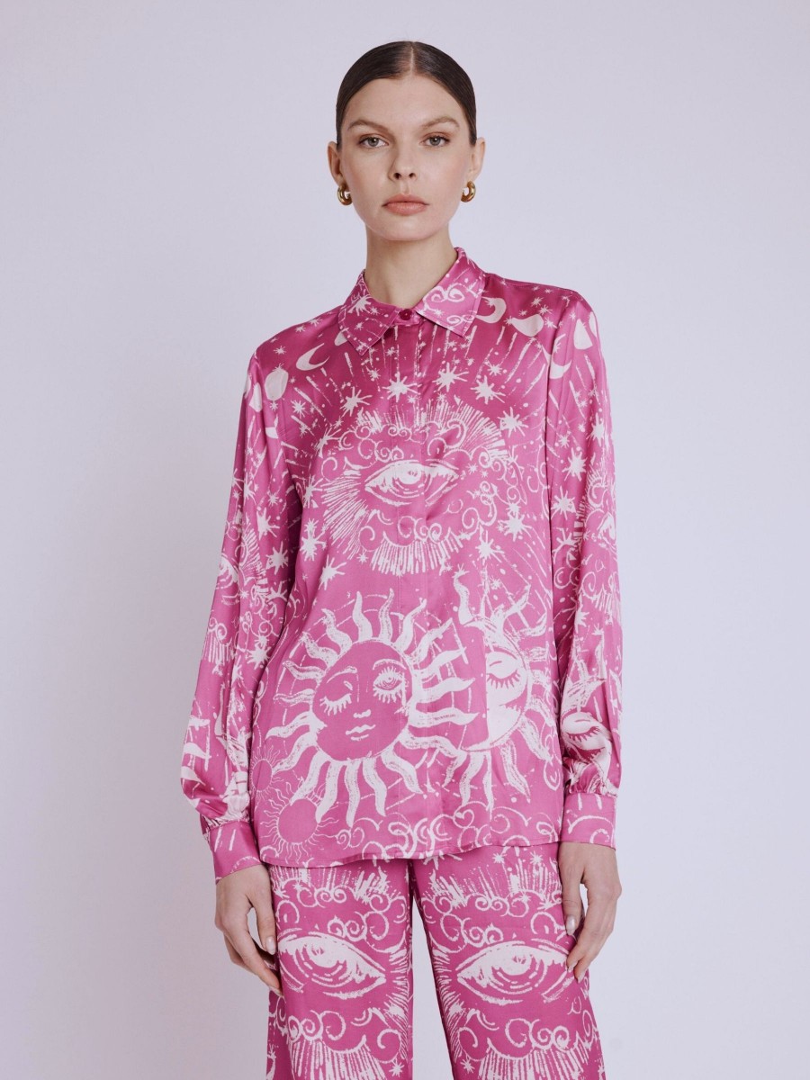 CALIA shirt | Fuchsia astral printed shirt