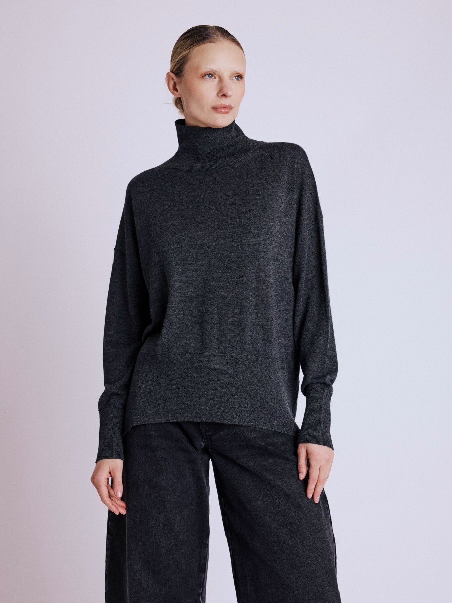 ASSIA sweater | Grey merino wool turtleneck sweater