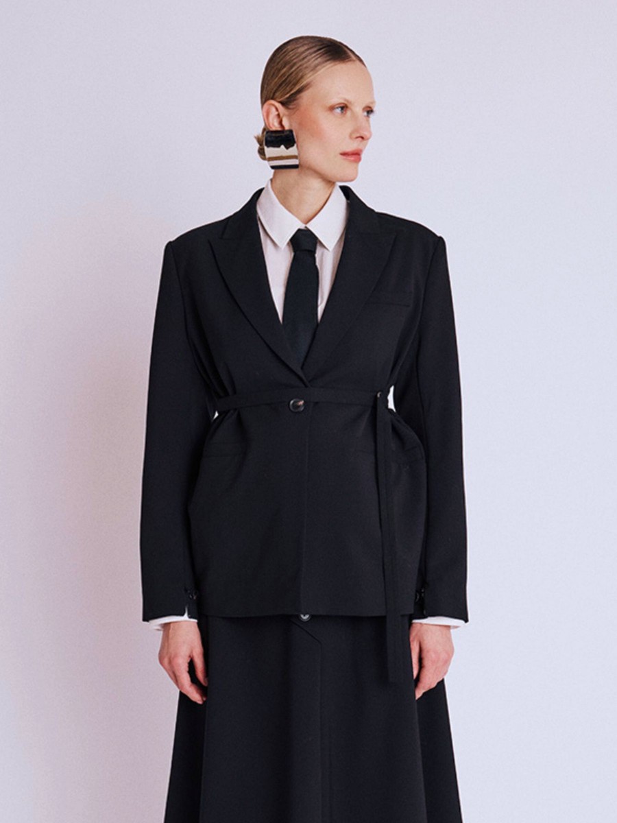 Blazer VANINA | Oversized black blazer with belt