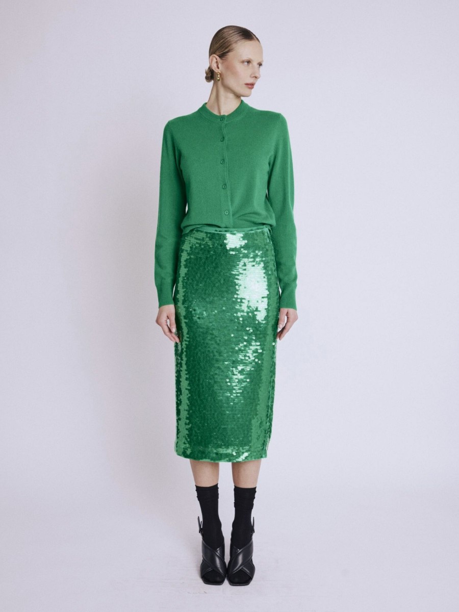 JAMY skirt | Long skirt with green sequins