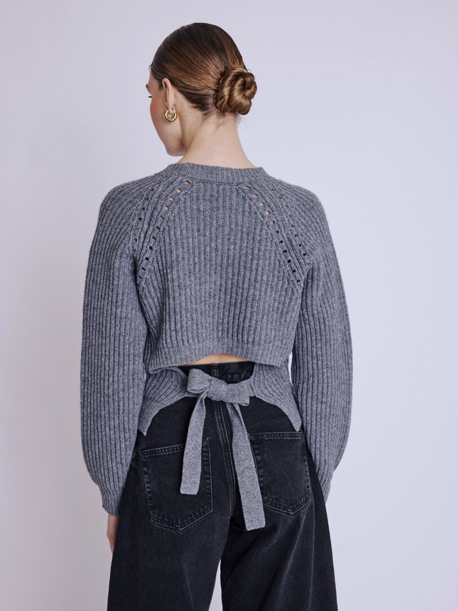 AMALIA Sweater | Sweater with Opening at the Lower Back and Bow Tie