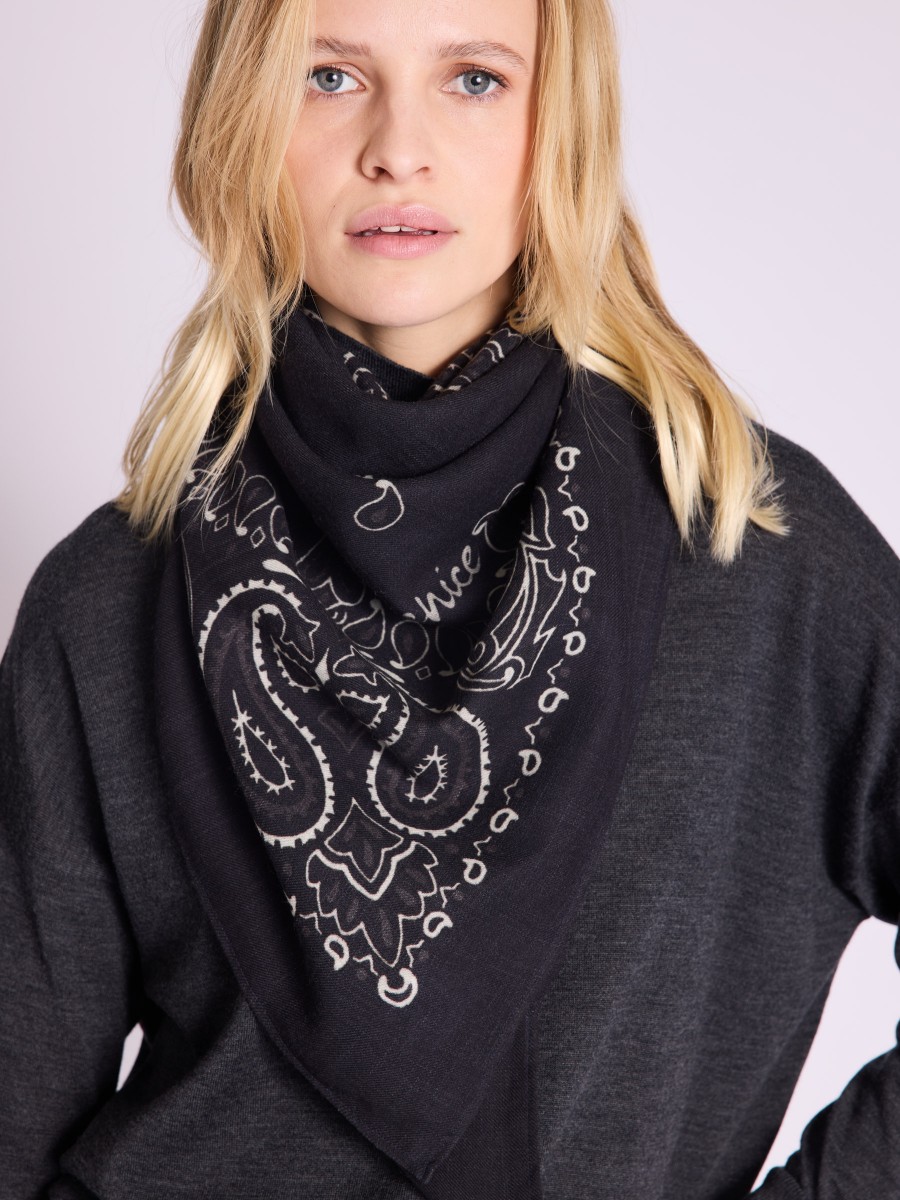 Foulard BANDANASCARF | Foulard en laine imprimé bandana noir