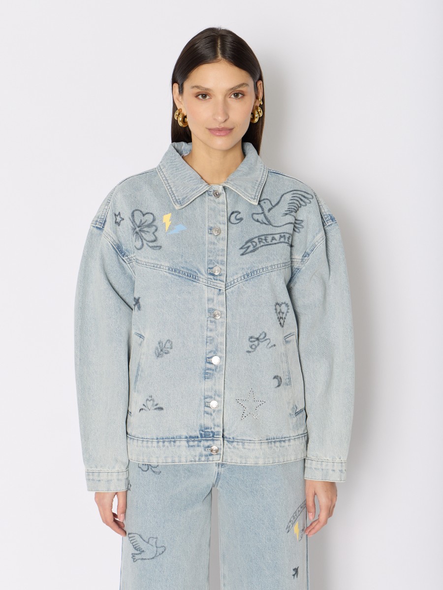 VIVILUCKY Jacket | Oversized Denim Jacket with Patches