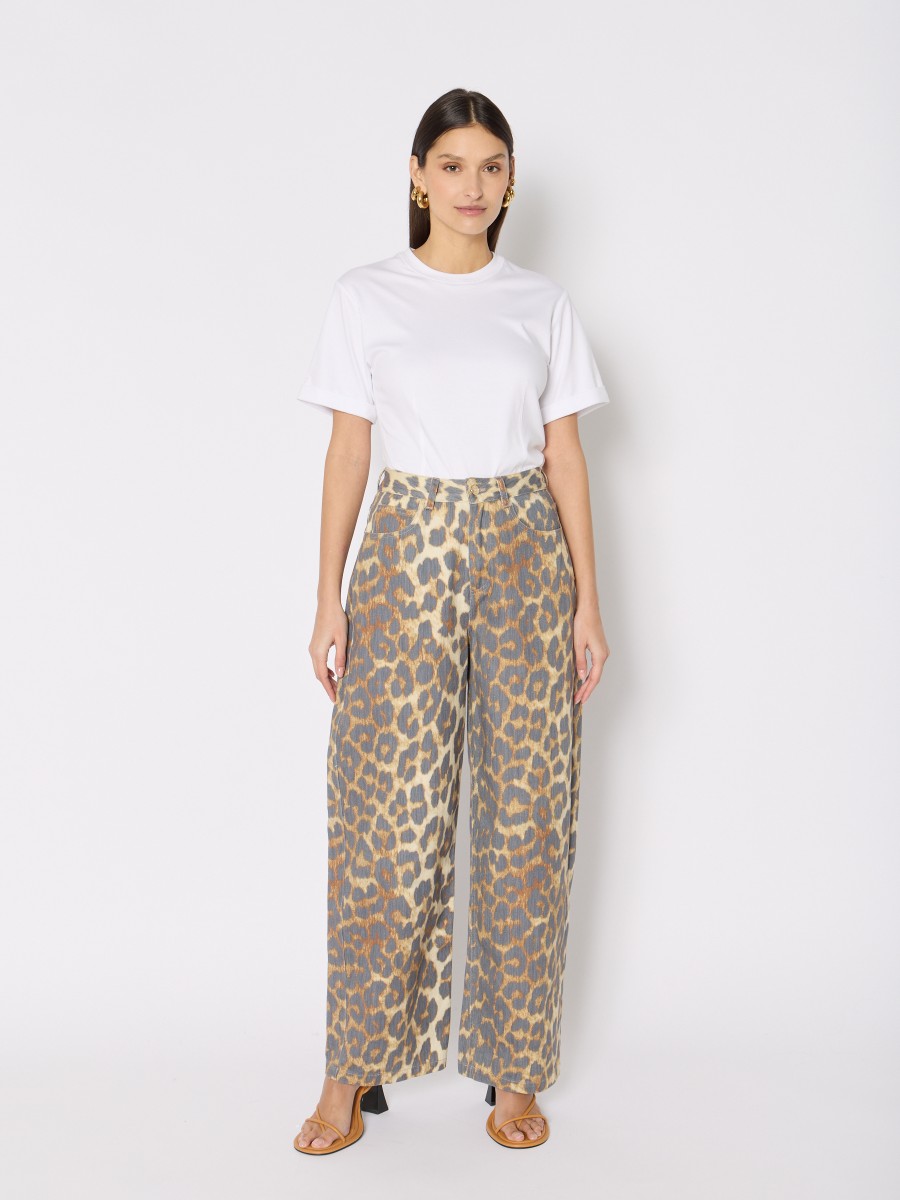 Jean MONACO | High-waisted wide-leg jeans with leopard print.