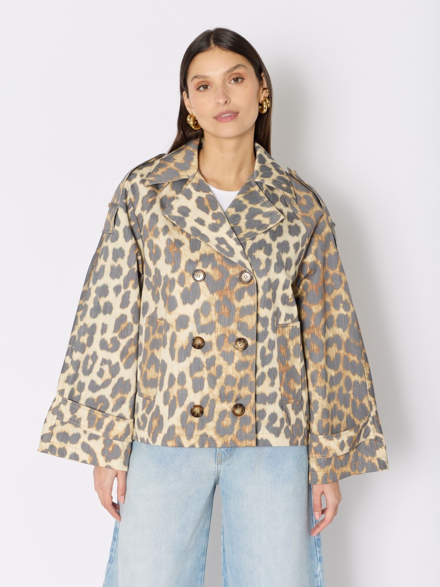 Gabardina MURIEL | Gabardina corta con estampado de leopardo