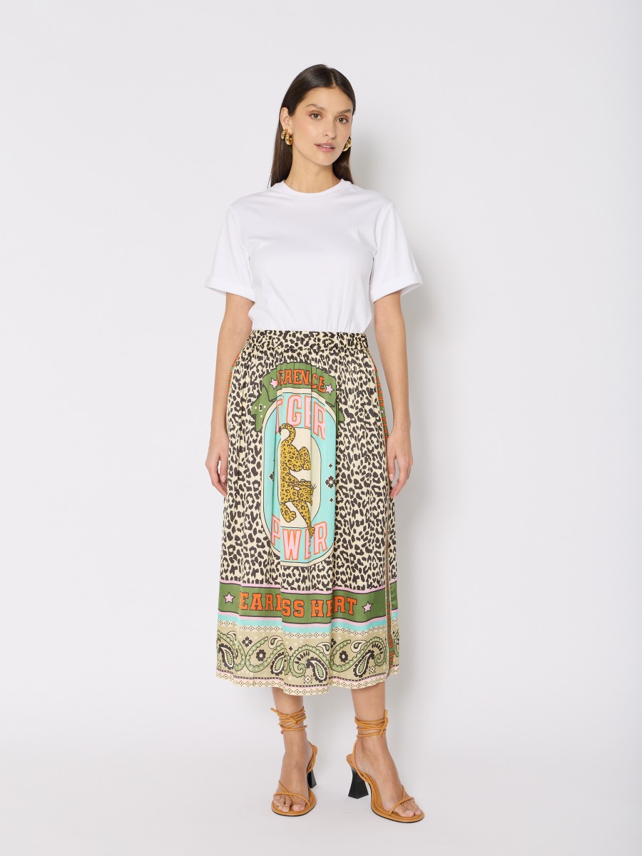 JOYCEJUNGLE | Midi skirt in jungle print viscose