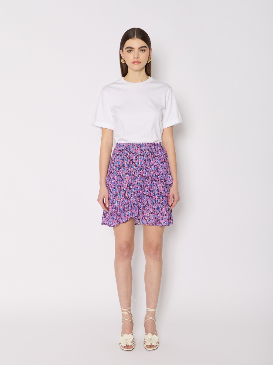 JUJU | Fluid miniskirt with colorful floral print and lurex threads