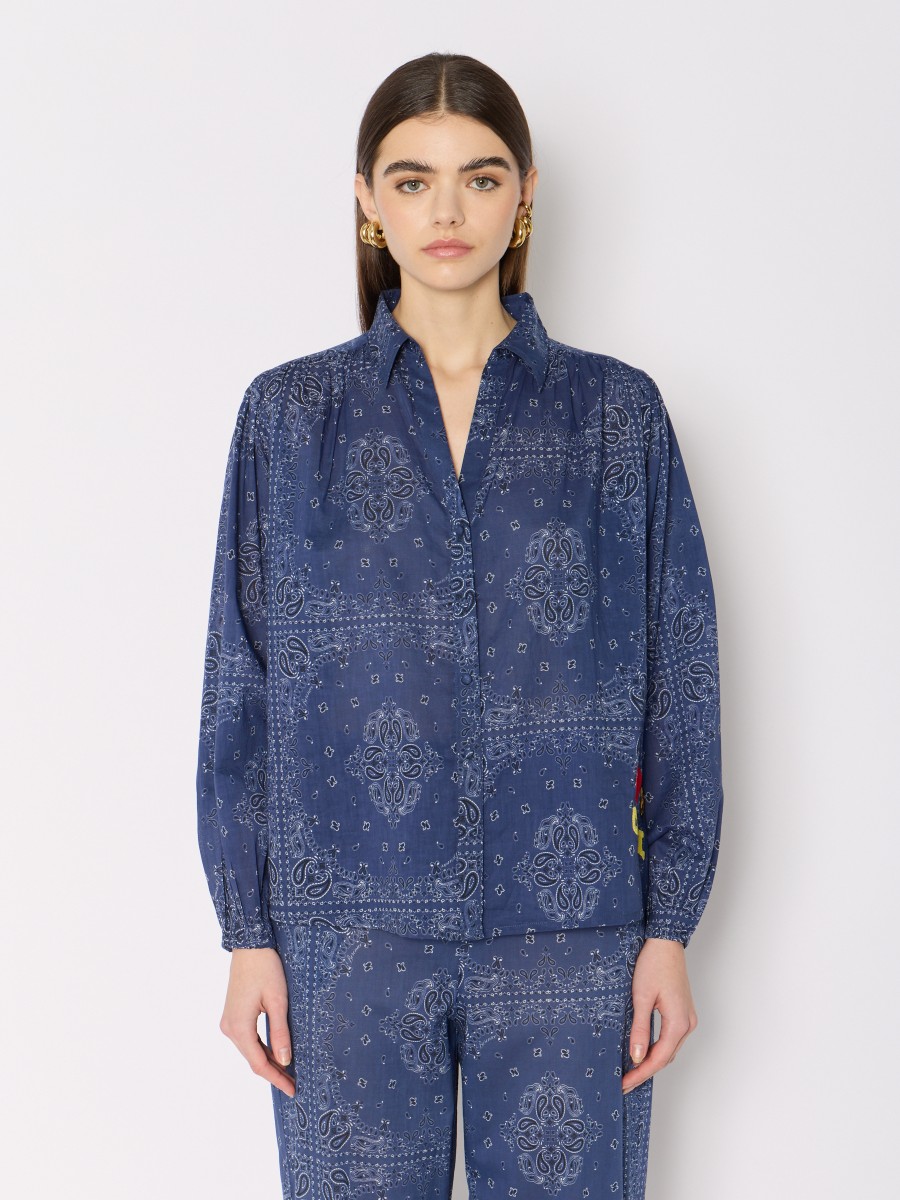 CANILA | blue bandana shirt