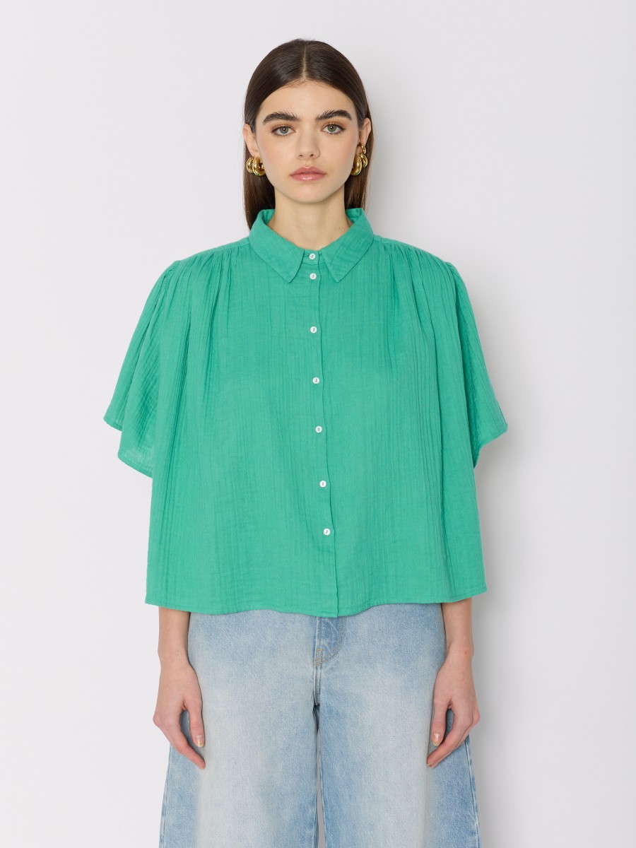 CRISTIFLY | Oversized short-sleeved green shirt