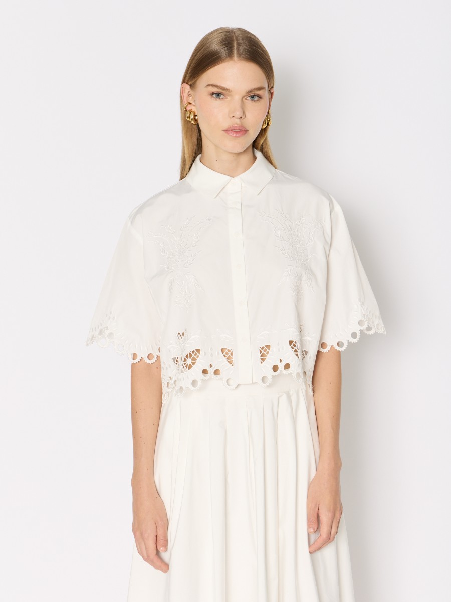 CHIZZY | Short white shirt with embroidery