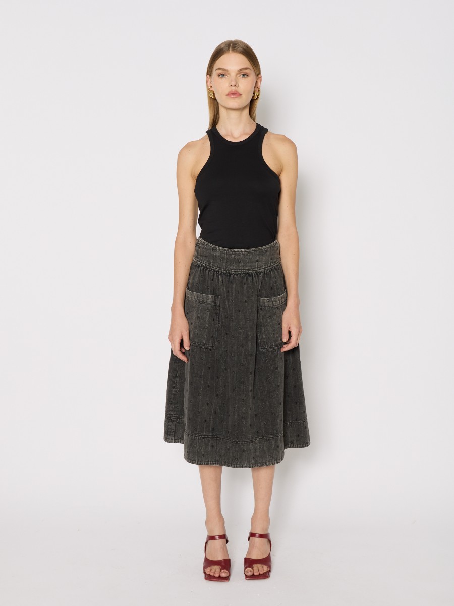 JANET | Midi skirt in grey denim