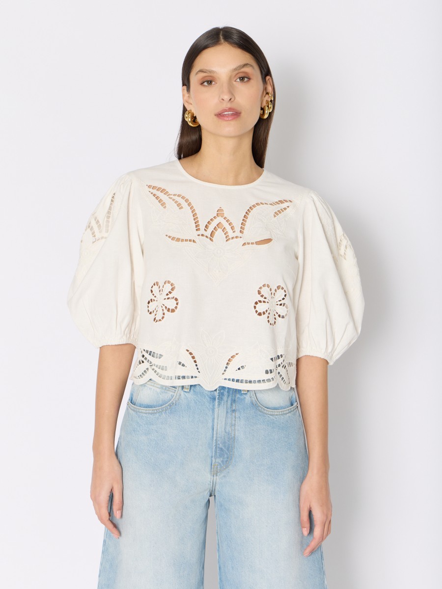 CTYRA | Oversized white embroidered top