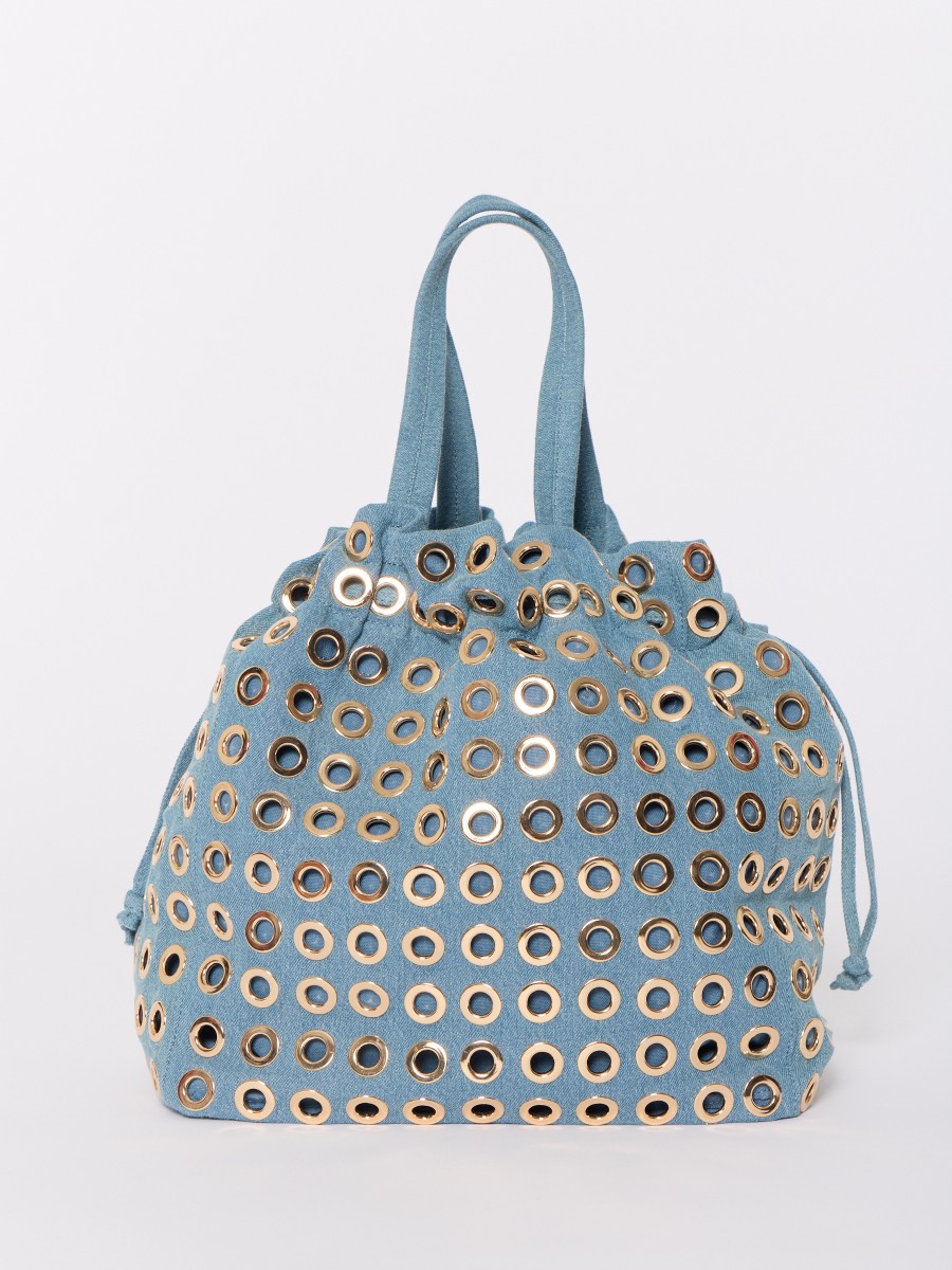 AOHSTUDS | Grand sac cabas en denim bleu