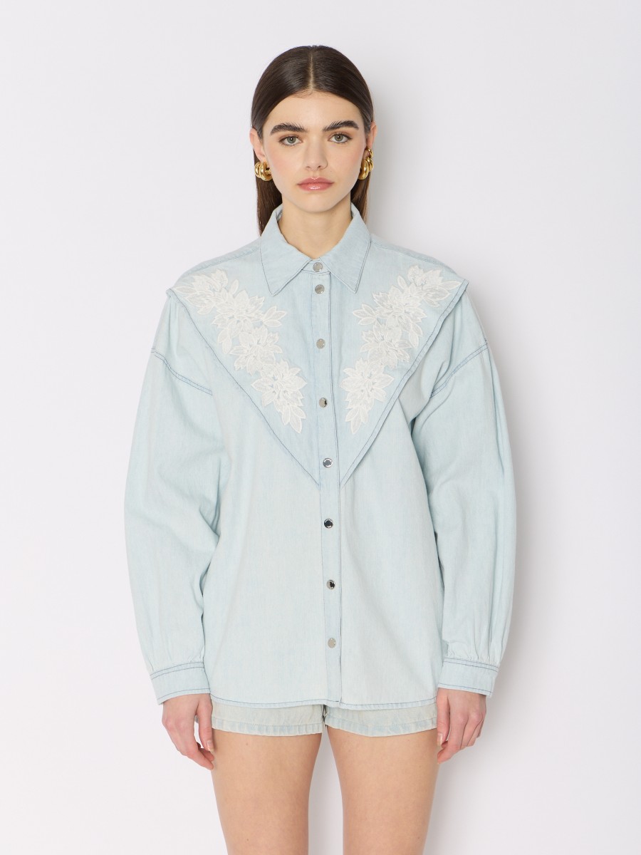 CHANNY | Chemise en denim avec broderie florale