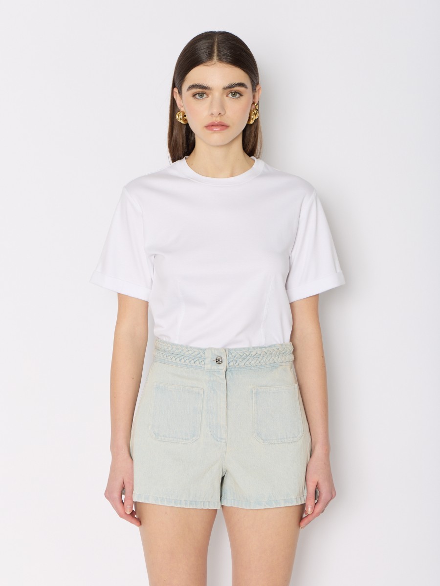 PSASHA | Mini-short en jean avec tresse à la taille